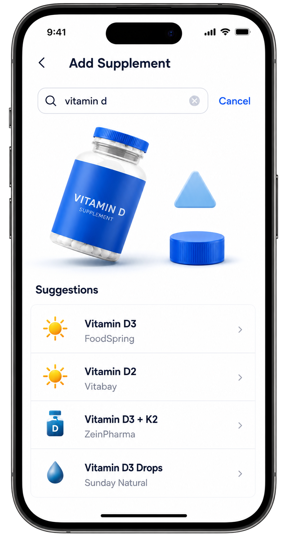 Veylo Add Supplement screen